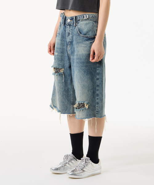 UNKNOWN PLANET(アンノウンプラネット)の「レオパードパッチディスデニムハーフパンツブルー(その他パンツ・レディース・その他・SMALL/MEDIUM)」の4枚目の写真