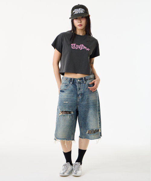 UNKNOWN PLANET(アンノウンプラネット)の「レオパードパッチディスデニムハーフパンツブルー(その他パンツ・レディース・その他・SMALL/MEDIUM)」の10枚目の写真