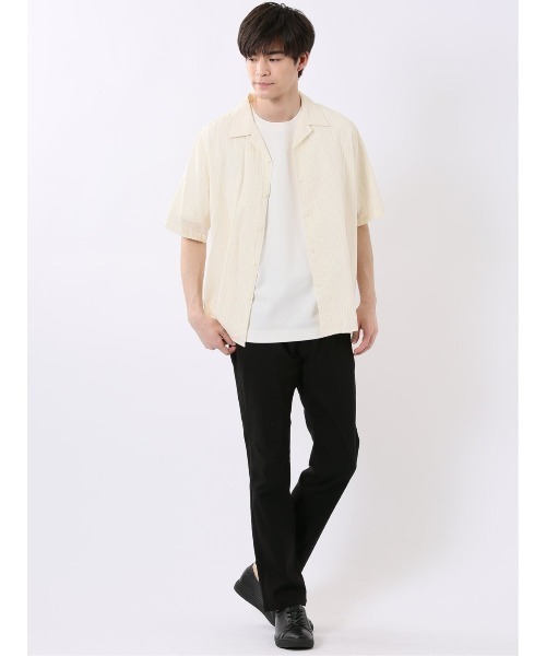 TAKA-Q(タカキュー)の「【綿100% 軽量 開襟】タカキュー カラミ ドビー オープンカラー 半袖 シャツ(シャツ/ブラウス・メンズ・ブラウン/アイボリー・MEDIUM/X-LARGE/LARGE)」の20枚目の写真