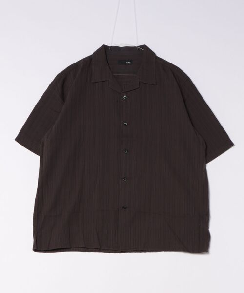 TAKA-Q(タカキュー)の「【綿100% 軽量 開襟】タカキュー カラミ ドビー オープンカラー 半袖 シャツ(シャツ/ブラウス・メンズ・ブラウン/アイボリー・MEDIUM/X-LARGE/LARGE)」の4枚目の写真