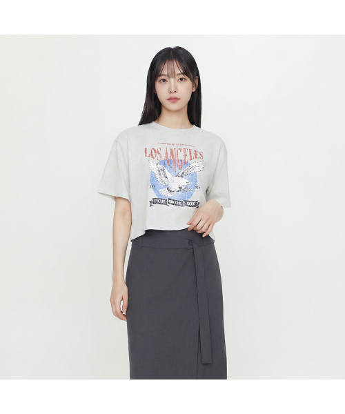 LAP(ラップ)の「ヴィンテージプリントクロップ半袖Tシャツ AS2CT470(Tシャツ/カットソー・レディース・ライトグレー/チャコールグレー・FREE)」の3枚目の写真