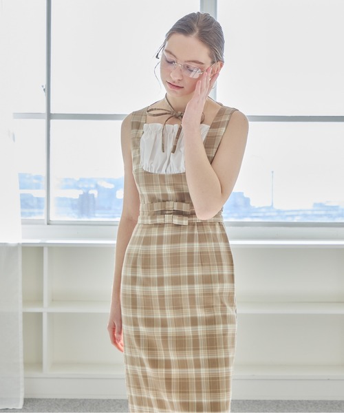 etre loin（エトルワン）の「リボンウエストワンピース / ribbon waist dress（ワンピース・レディース・チェック/グレー/ブルー・M）」の3枚目の写真