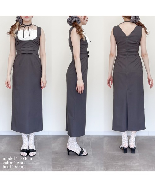 etre loin（エトルワン）の「リボンウエストワンピース / ribbon waist dress（ワンピース・レディース・チェック/グレー/ブルー・M）」の4枚目の写真