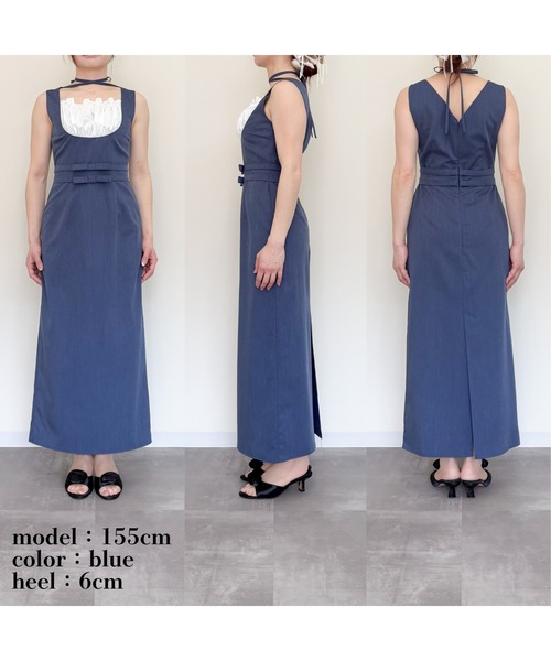 etre loin（エトルワン）の「リボンウエストワンピース / ribbon waist dress（ワンピース・レディース・チェック/グレー/ブルー・M）」の5枚目の写真