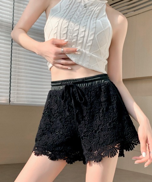 REMUR（レミュール）の「総レースショートパンツ（その他パンツ・レディース・ブラック/ベージュ/ホワイト・FREE）」の4枚目の写真
