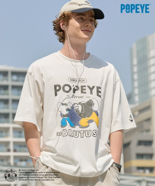 POPEYE(ポパイ)の「【HECT】POPEYE College Logo S/S Tee / POPEYE別注 アソート カレッジロゴ オーバーサイズ半袖Tシャツ(Tシャツ/カットソー・メンズ・ホワイト系/杢グレー/チャコール/オフホワイト/ダークネイビー・S/L/M)」の2枚目の写真