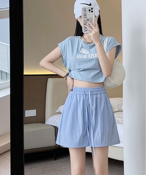kirakiraShop(キラキラショップ)の「ワイド リラクシー ショートパンツ 短パン ショーパン(その他パンツ・レディース・ベージュ/グリーン/ブルー/ピンク/ブラック・M/L)」の15枚目の写真