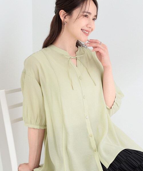 SHOO・LA・RUE(シューラルー)の「【S-LL】インせず着られる 切替フレアブラウス(シャツ/ブラウス・レディース・ブラック/イエロー系その他/オフホワイト・01/02/03/04)」の3枚目の写真