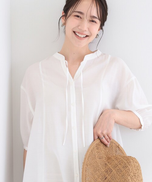 SHOO・LA・RUE(シューラルー)の「【S-LL】インせず着られる 切替フレアブラウス(シャツ/ブラウス・レディース・ブラック/イエロー系その他/オフホワイト・01/02/03/04)」の1枚目の写真