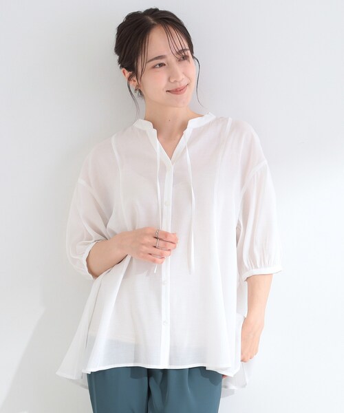 SHOO・LA・RUE(シューラルー)の「【S-LL】インせず着られる 切替フレアブラウス(シャツ/ブラウス・レディース・ブラック/イエロー系その他/オフホワイト・01/02/03/04)」の16枚目の写真