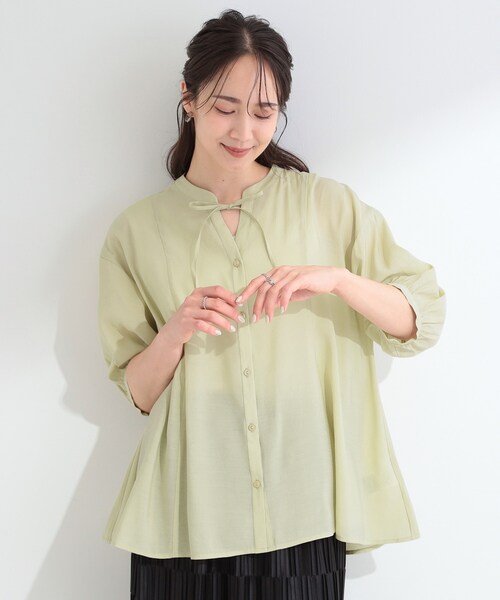 SHOO・LA・RUE(シューラルー)の「【S-LL】インせず着られる 切替フレアブラウス(シャツ/ブラウス・レディース・ブラック/イエロー系その他/オフホワイト・01/02/03/04)」の12枚目の写真