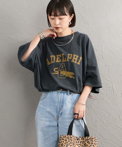 REMI RELIEF（レミレリーフ）の「[REMI RELIEF/レミレリーフ] 別注 ビッグシルエット SP加工プリントTシャツ（Tシャツ/カットソー・レディース・ブラック・F/M/S）」の9枚目の写真