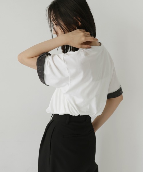 hellam(へラム)の「ベロアスリーブロールアップTシャツ(Tシャツ/カットソー・レディース・ホワイト/ブラック/ブラウン・FREE)」の15枚目の写真