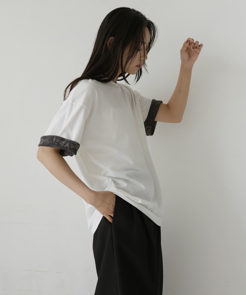 hellam(へラム)の「ベロアスリーブロールアップTシャツ(Tシャツ/カットソー・レディース・ホワイト/ブラック/ブラウン・FREE)」の17枚目の写真