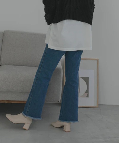 merrylatte(メリーラテ)の「セミフレアデニムパンツ【IROHANI】(デニムパンツ・レディース・ブルー・S)」の4枚目の写真