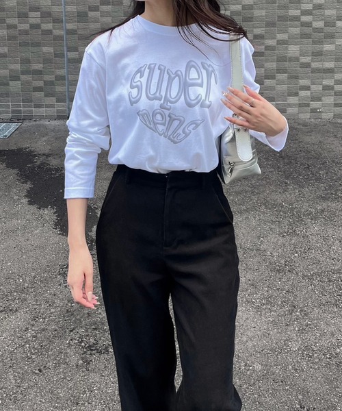 tunee(チュニー)の「メタリック加工プリントロンT/長袖Tシャツ(hsyd)(Tシャツ/カットソー・レディース・ホワイト・LARGE)」の3枚目の写真