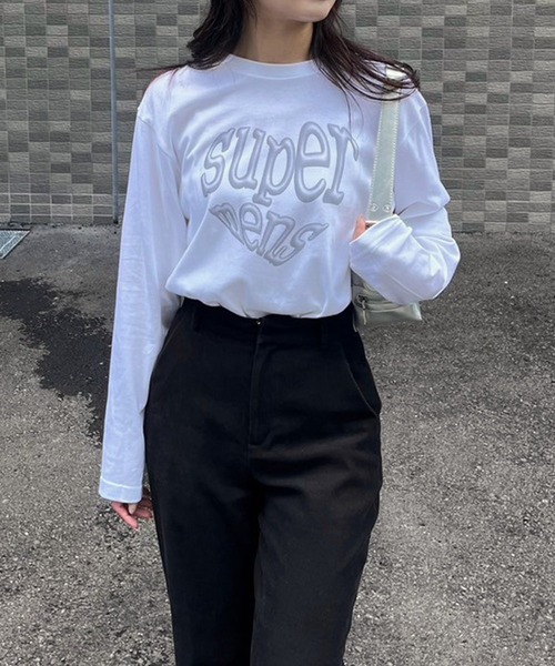 tunee(チュニー)の「メタリック加工プリントロンT/長袖Tシャツ(hsyd)(Tシャツ/カットソー・レディース・ホワイト・LARGE)」の5枚目の写真