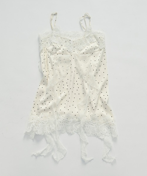 Ezick(エジック)の「satin lace cami tunic/サテンレースキャミチュニック(キャミソール・レディース・アイボリー/ブラック・FREE)」の6枚目の写真