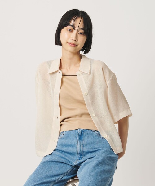 BEAUTY&YOUTH UNITED ARROWS（ビューティーアンドユースユナイテッドアローズ）の「ポリエステル メッシュ ショートスリーブシャツ（シャツ/ブラウス・レディース・ライム/ブラック/オフホワイト・FREE）」の2枚目の写真