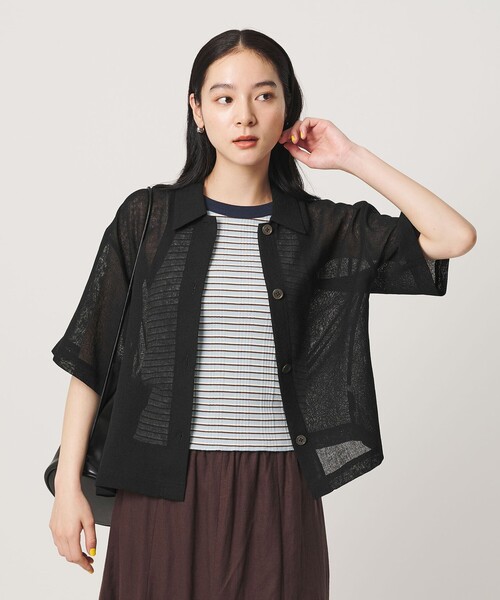 BEAUTY&YOUTH UNITED ARROWS（ビューティーアンドユースユナイテッドアローズ）の「ポリエステル メッシュ ショートスリーブシャツ（シャツ/ブラウス・レディース・ライム/ブラック/オフホワイト・FREE）」の3枚目の写真