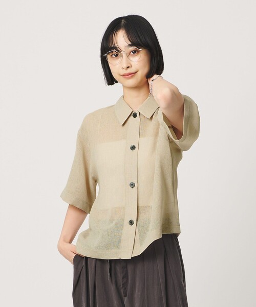 BEAUTY&YOUTH UNITED ARROWS（ビューティーアンドユースユナイテッドアローズ）の「ポリエステル メッシュ ショートスリーブシャツ（シャツ/ブラウス・レディース・ライム/ブラック/オフホワイト・FREE）」の4枚目の写真