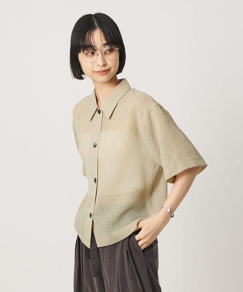 BEAUTY&YOUTH UNITED ARROWS（ビューティーアンドユースユナイテッドアローズ）の「ポリエステル メッシュ ショートスリーブシャツ（シャツ/ブラウス・レディース・ライム/ブラック/オフホワイト・FREE）」の5枚目の写真