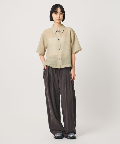 BEAUTY&YOUTH UNITED ARROWS（ビューティーアンドユースユナイテッドアローズ）の「ポリエステル メッシュ ショートスリーブシャツ（シャツ/ブラウス・レディース・ライム/ブラック/オフホワイト・FREE）」の6枚目の写真