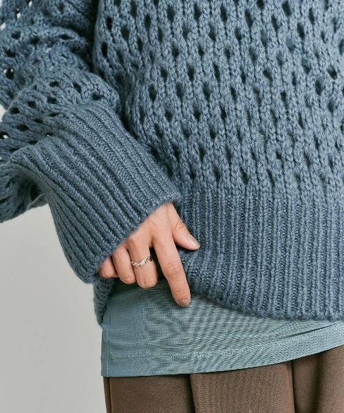 W:Huku（フーク）の「【W:Huku】メッシュ編み ルーズ ショート ニット / Mesh Knit Loose Short Sweater（ニット/セーター・レディース・ピンク系その他/ライトグレー/チャコール/ブルー系その他・FREE）」の10枚目の写真
