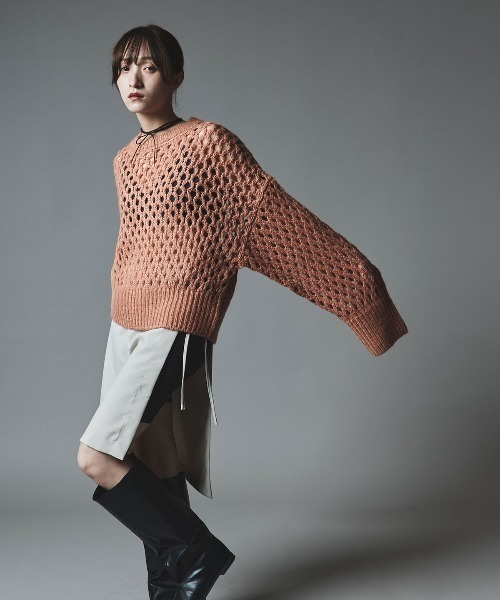 W:Huku（フーク）の「【W:Huku】メッシュ編み ルーズ ショート ニット / Mesh Knit Loose Short Sweater（ニット/セーター・レディース・ピンク系その他/ライトグレー/チャコール/ブルー系その他・FREE）」の17枚目の写真
