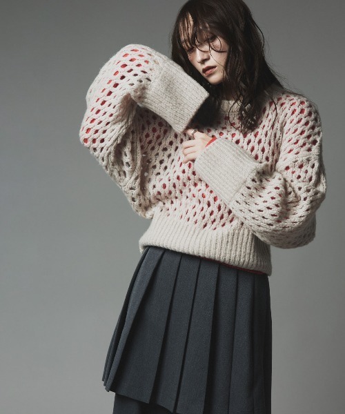 W:Huku（フーク）の「【W:Huku】メッシュ編み ルーズ ショート ニット / Mesh Knit Loose Short Sweater（ニット/セーター・レディース・ピンク系その他/ライトグレー/チャコール/ブルー系その他・FREE）」の18枚目の写真