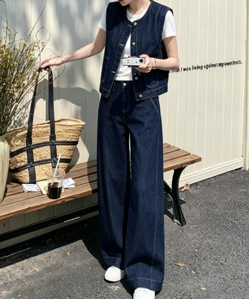semplice(センプリチェ)の「デニムセットアップ(セットアップ・レディース・ブルー・M/L/S)」の7枚目の写真