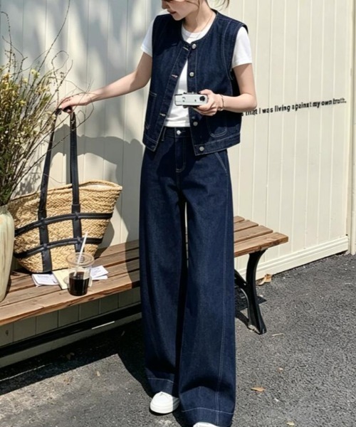 semplice(センプリチェ)の「デニムセットアップ(セットアップ・レディース・ブルー・M/L/S)」の3枚目の写真