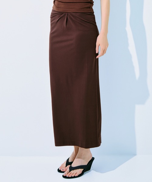 kiehtova(キエトヴァ)の「【kiehtova】NOBLE JERSEY SKIRT/ノーブル ジャージー スカート KTWR68(スカート・レディース・ブラック/ブラウン・FREE)」の2枚目の写真