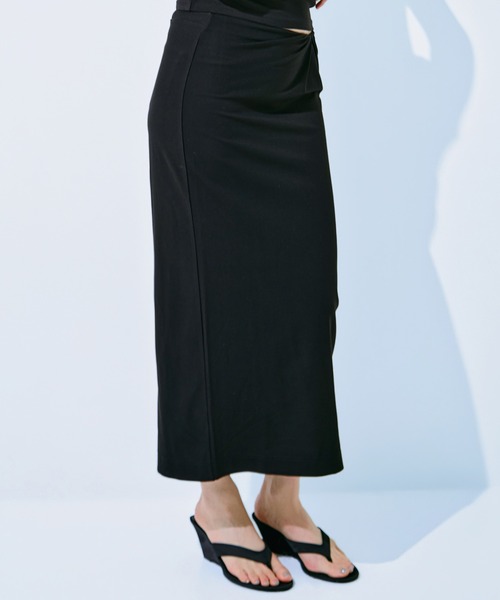 kiehtova(キエトヴァ)の「【kiehtova】NOBLE JERSEY SKIRT/ノーブル ジャージー スカート KTWR68(スカート・レディース・ブラック/ブラウン・FREE)」の1枚目の写真