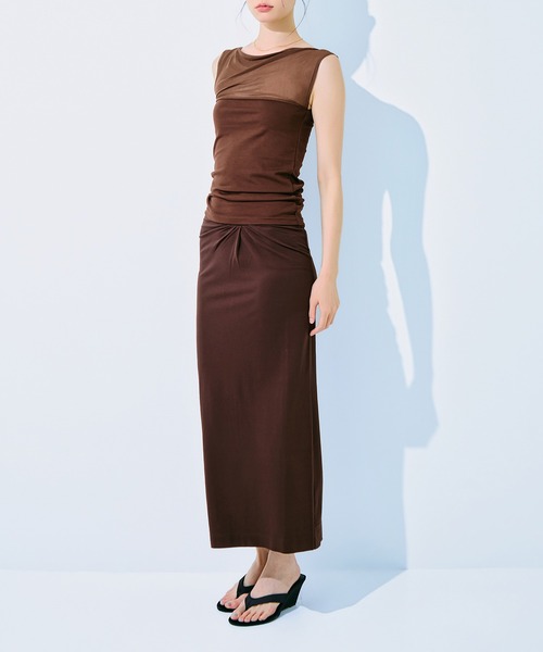 kiehtova(キエトヴァ)の「【kiehtova】NOBLE JERSEY SKIRT/ノーブル ジャージー スカート KTWR68(スカート・レディース・ブラック/ブラウン・FREE)」の8枚目の写真