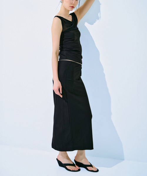 kiehtova(キエトヴァ)の「【kiehtova】NOBLE JERSEY SKIRT/ノーブル ジャージー スカート KTWR68(スカート・レディース・ブラック/ブラウン・FREE)」の4枚目の写真