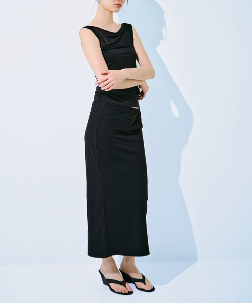 kiehtova(キエトヴァ)の「【kiehtova】NOBLE JERSEY SKIRT/ノーブル ジャージー スカート KTWR68(スカート・レディース・ブラック/ブラウン・FREE)」の3枚目の写真