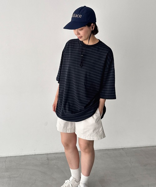 CANAL JEAN（キャナルジーン）の「choice_cnl　ボーダーリンガーTシャツ（Tシャツ/カットソー・レディース・ネイビー/ブラウン・ONE SIZE）」の3枚目の写真