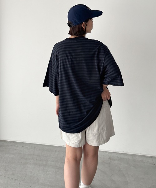 CANAL JEAN（キャナルジーン）の「choice_cnl　ボーダーリンガーTシャツ（Tシャツ/カットソー・レディース・ネイビー/ブラウン・ONE SIZE）」の4枚目の写真