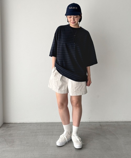 CANAL JEAN（キャナルジーン）の「choice_cnl　ボーダーリンガーTシャツ（Tシャツ/カットソー・レディース・ネイビー/ブラウン・ONE SIZE）」の5枚目の写真