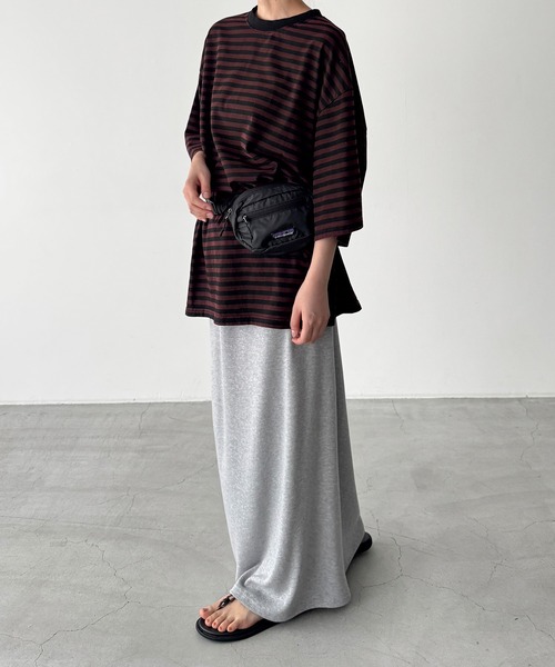 CANAL JEAN（キャナルジーン）の「choice_cnl　ボーダーリンガーTシャツ（Tシャツ/カットソー・レディース・ネイビー/ブラウン・ONE SIZE）」の6枚目の写真