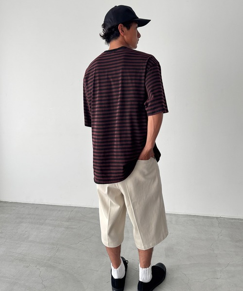 CANAL JEAN（キャナルジーン）の「choice_cnl　ボーダーリンガーTシャツ（Tシャツ/カットソー・レディース・ネイビー/ブラウン・ONE SIZE）」の12枚目の写真