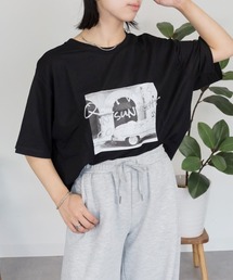 接触冷感 箔×ヴィンテージカーフォトプリント カノコ Tシャツ