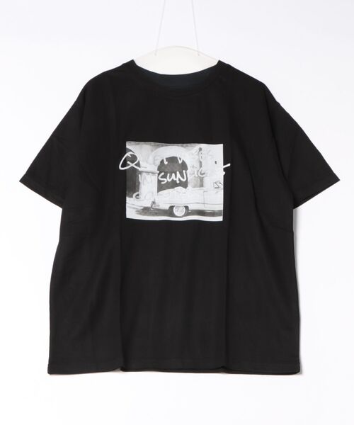 RCD(アールシーディー)の「接触冷感 箔×ヴィンテージカーフォトプリント カノコ Tシャツ(Tシャツ/カットソー・レディース・ホワイト×ゴールド/ブラック×シルバー・M)」の5枚目の写真
