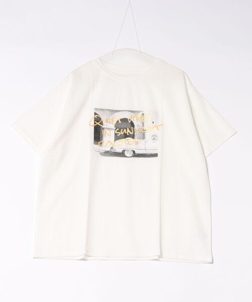 RCD(アールシーディー)の「接触冷感 箔×ヴィンテージカーフォトプリント カノコ Tシャツ(Tシャツ/カットソー・レディース・ホワイト×ゴールド/ブラック×シルバー・M)」の4枚目の写真