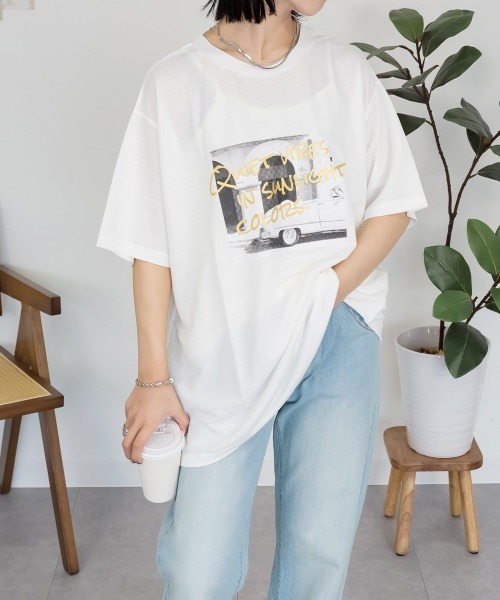 RCD(アールシーディー)の「接触冷感 箔×ヴィンテージカーフォトプリント カノコ Tシャツ(Tシャツ/カットソー・レディース・ホワイト×ゴールド/ブラック×シルバー・M)」の19枚目の写真