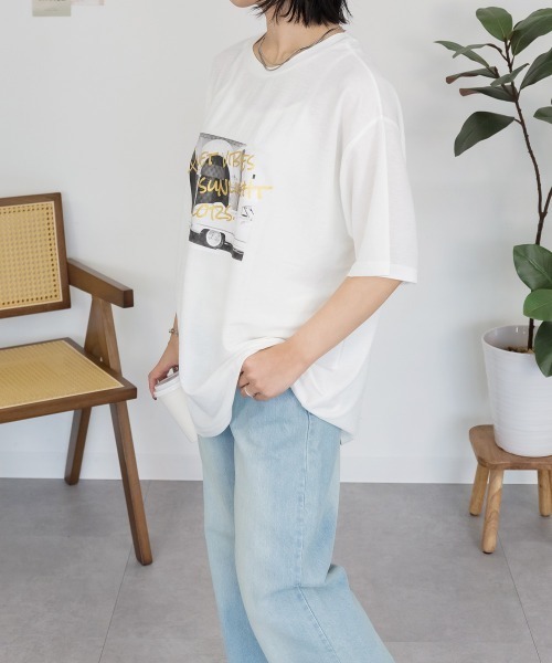 RCD(アールシーディー)の「接触冷感 箔×ヴィンテージカーフォトプリント カノコ Tシャツ(Tシャツ/カットソー・レディース・ホワイト×ゴールド/ブラック×シルバー・M)」の18枚目の写真