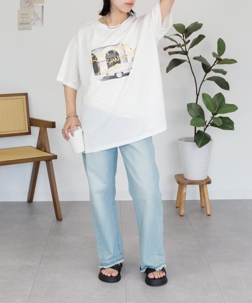 RCD(アールシーディー)の「接触冷感 箔×ヴィンテージカーフォトプリント カノコ Tシャツ(Tシャツ/カットソー・レディース・ホワイト×ゴールド/ブラック×シルバー・M)」の13枚目の写真