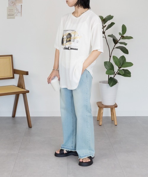 RCD(アールシーディー)の「接触冷感 箔×ヴィンテージカーフォトプリント カノコ Tシャツ(Tシャツ/カットソー・レディース・ホワイト×ゴールド/ブラック×シルバー・M)」の12枚目の写真