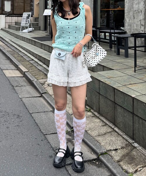CIAOPANIC(チャオパニック)の「肩フリルニットビスチェ(キャミソール・レディース・ブラウン/サックスブルー/パープル・ONE SIZE)」の17枚目の写真